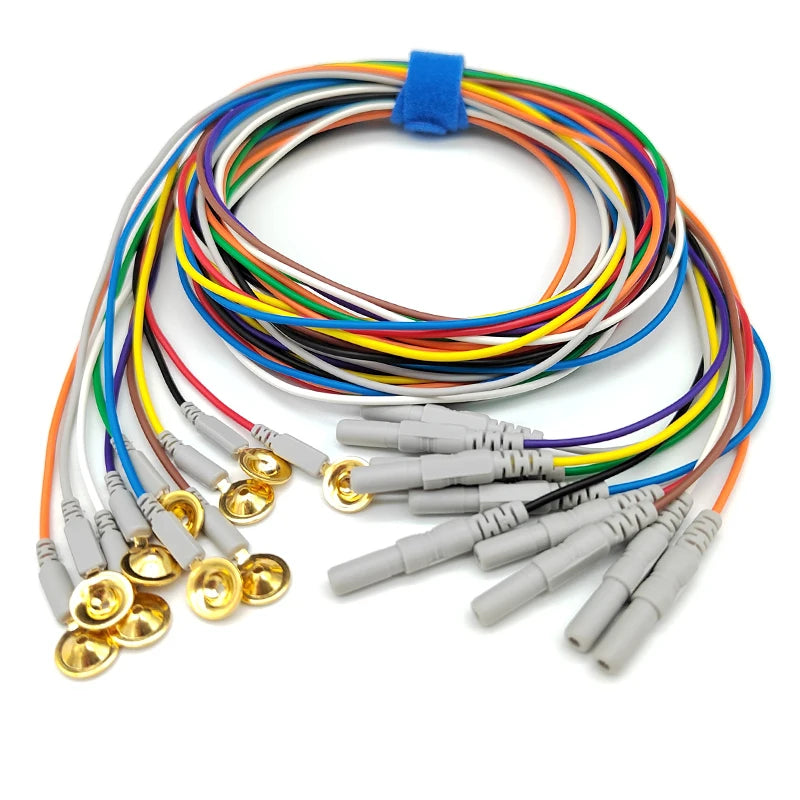 10PC Color brain electrode EEG wire brain conductance wire 10 starting gold-plated disk mounted electrode wires DIN1.5mm