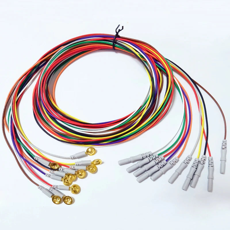 10PC Color brain electrode EEG wire brain conductance wire 10 starting gold-plated disk mounted electrode wires DIN1.5mm