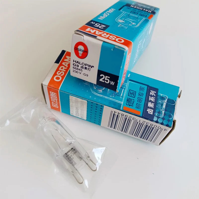 10 Stück/OSRAM Halogenlampe 66845 G9 230 V 25 W Instrumentenlampe optische Glühbirne 