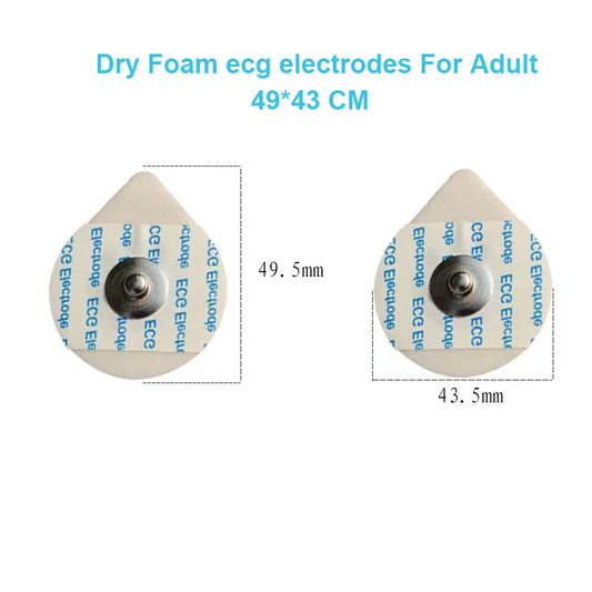 50 PCS/bag Medical Adult Disposable Dry Foam ecg electrodes with 3.9mm snap, 49*43cm