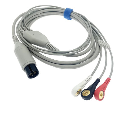 6pin ECG EKG 3leads one-piece cable Compatible for BCI/Datascope/Invino/Mindray/Sapcelabs/Edan/Goldway/GE/Nellcor/CSI