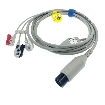 6pin ECG EKG 3leads one-piece cable Compatible for BCI/Datascope/Invino/Mindray/Sapcelabs/Edan/Goldway/GE/Nellcor/CSI