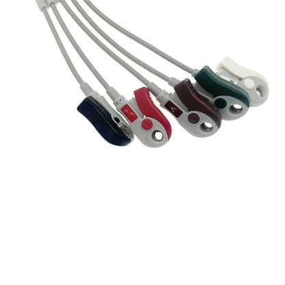 6pin ECG EKG 5 leads one-piece cable Compatible for BCI/Datascope/Invino/Mindray/Sapcelabs/Edan/Goldway/GE/Nellcor/CSI