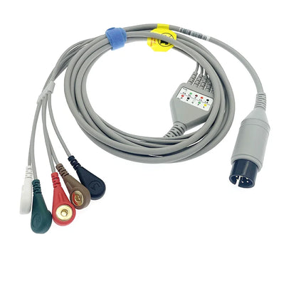 6pin ECG EKG 5 leads one-piece cable Compatible for BCI/Datascope/Invino/Mindray/Sapcelabs/Edan/Goldway/GE/Nellcor/CSI