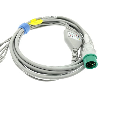 Compatible Biolight BLT A2 A3 A6 A8 Q3 Q4 Q5 Q6 M10 M12 S7 S12 P12 P15 with decoding chip monitor 12pin 5 leads ecg cable