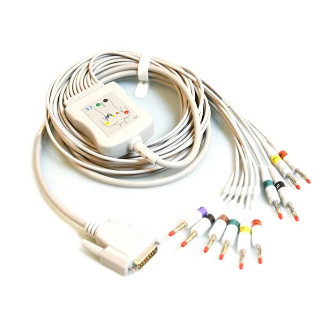 Compatible COMEN ECG/EKG DB15 pin 10 lead ekg cable lead wires CM1200 CM600 CM300 CM100