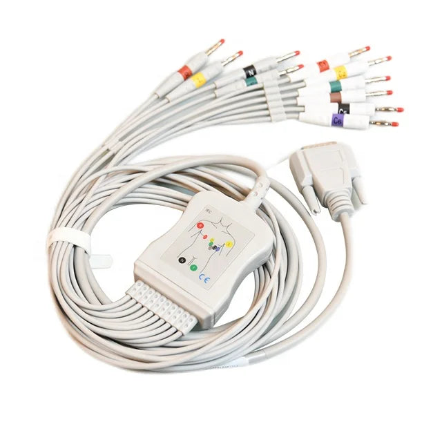 Compatible COMEN ECG/EKG DB15 pin 10 lead ekg cable lead wires CM1200 CM600 CM300 CM100