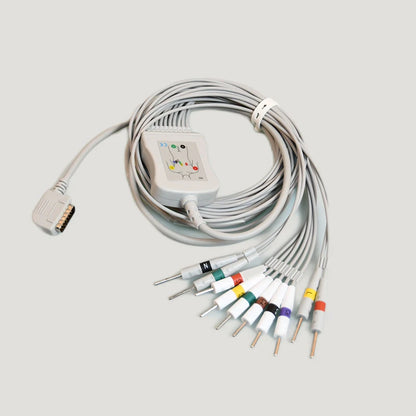 Compatible Kenz Cardioline 302 601 108 110 1203 1205 ECG/EKG cable DB15 pin 10 lead ekg cable lead wires