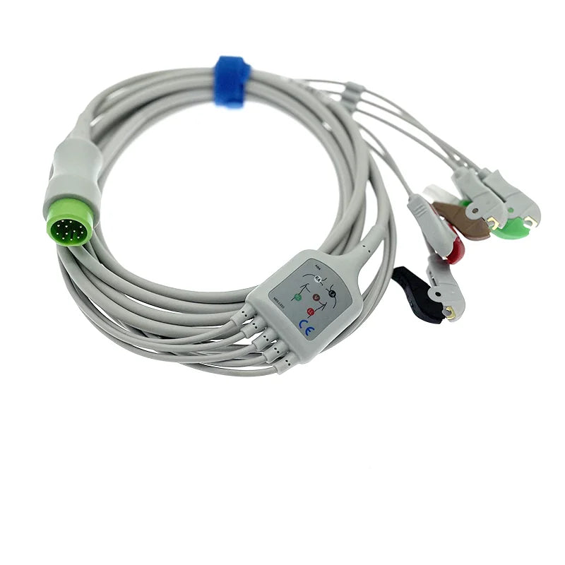 Compatible  Mindray T5, T8, IPM8, iMEC10, N12/15 monitor, 12 pin integrated 5-lead ECG lead wire