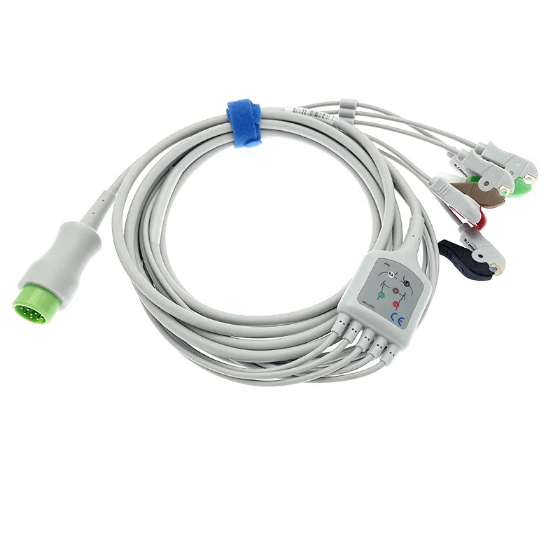 Compatible  Mindray T5, T8, IPM8, iMEC10, N12/15 monitor, 12 pin integrated 5-lead ECG lead wire