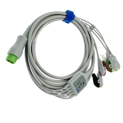 Compatible  Mindray T5, T8, IPM8, iMEC10, N12/15 monitor, 12 pin integrated 5-lead ECG lead wire