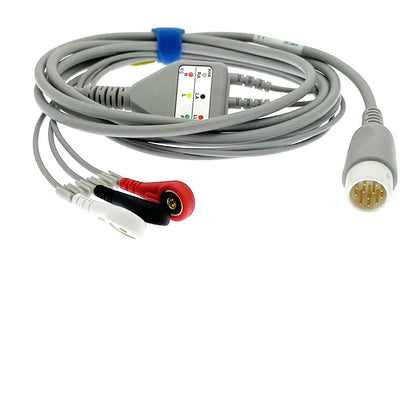 Compatible for Philips VM4 VM6 MP20 MP30 MP50 12pin 3 leads ecg cable