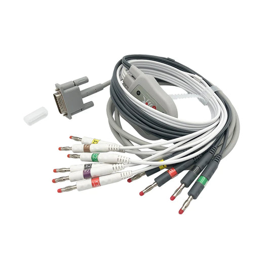 Compatible for philips m3703c T10 T20 T30 T50 10 lead ecg/EKG bold cable and lead, 15 pin