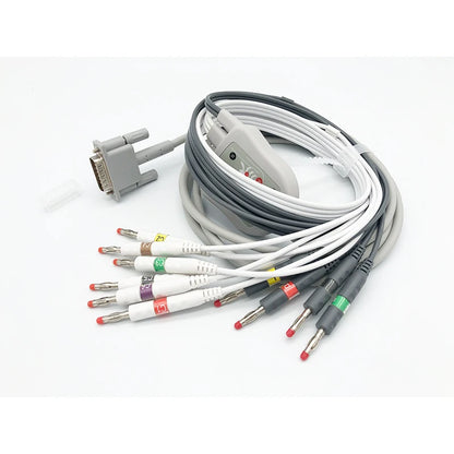 Compatible for philips m3703c T10 T20 T30 T50 10 lead ecg/EKG bold cable and lead, 15 pin