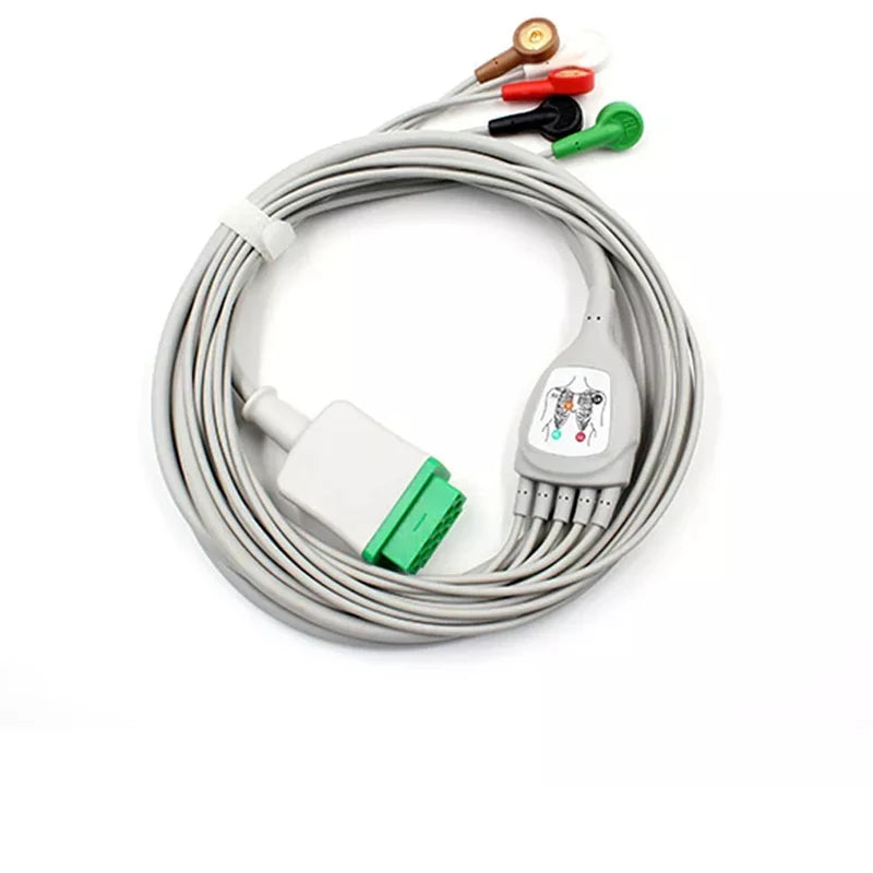 Compatible with Ge B20 Marquette all-in-one 11 pin 3 / 5-lead Clip snap ECG Cable conductive wire g5112s button type