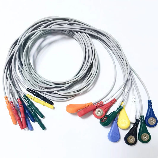 DIN1.5mm Holter ECG Cable Compatible for Biomedical 2000/3000 CONTEC TLC4000  - 10 leads, AHA/IEC