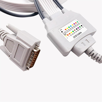 ECG / EKG cable Compatible with EDAN SE-300/SE-601/SE-120 - DB15 10 leads - TPU - bold wire