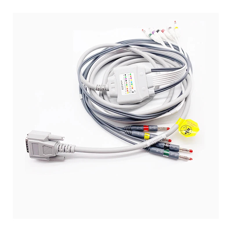 ECG / EKG cable Compatible with EDAN SE-300/SE-601/SE-120 - DB15 10 leads - TPU - bold wire