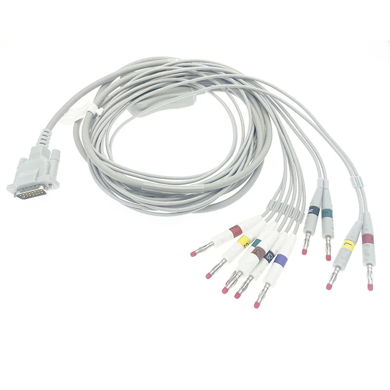 ECG / EKG cable Compatible with Schiller AT 1 / AT 2 / AT 3 / AT 5 / CS100 - DB15 10 lead