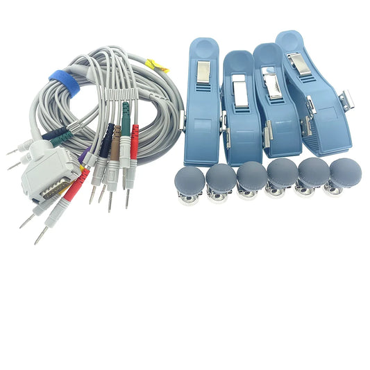 Ekg cable compatible with Fukuda FCP-7101/FCP-2155/FX-7402 ECG twelve channel cable suction ball four limb clamp set