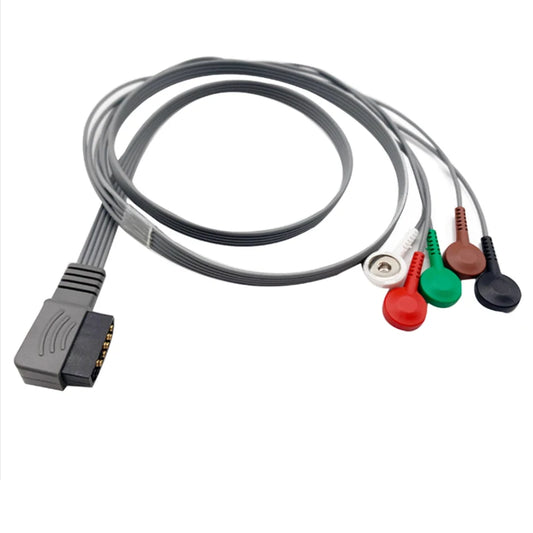 Holter Recorder Cable 5LD with snap compatible for Philips M4725A Telemetry ecg cable