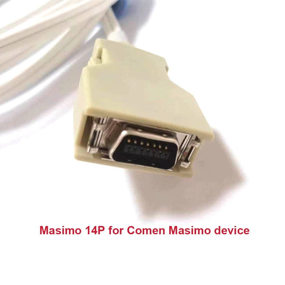 Reusable spo2 sensor one-piece Compatible for Masimo Comen 14Pin SpO2 sensor cable Neonate wrap, 3m