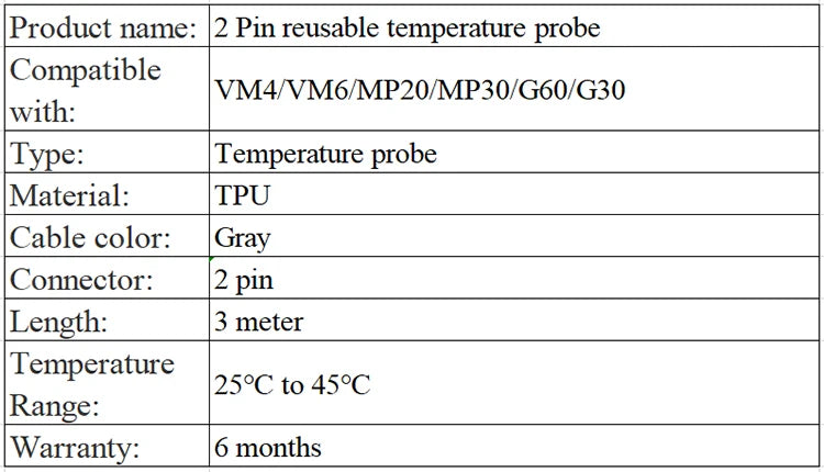 2 Pin reusable temperature probe Adult Rectal Medical Temperature sensor compatible HP