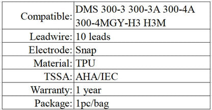 Compatible with DMS 300-4a, Holter ecg cable, 10 leads