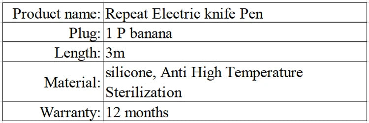 Repeat foot control Electric knife Pen ESU pencil Silicone Wire High Temperature Resistance 1 P Banana 4.0 Plug