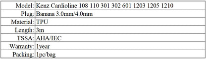 Compatible Kenz Cardioline 302 601 108 110 1203 1205 ECG/EKG cable DB15 pin 10 lead ekg cable lead wires