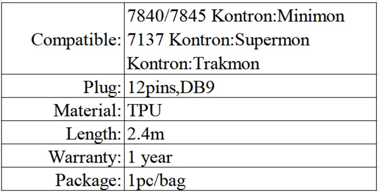 Kompatibles Kontron-Monitor 12PIN SpO2-Verlängerungskabel Hauptkabel zu DB9 2,4 m 