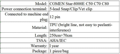 Compatible COMEN Star-8000E C50 C70 C80 monitor 12pin 5 leads ecg cable