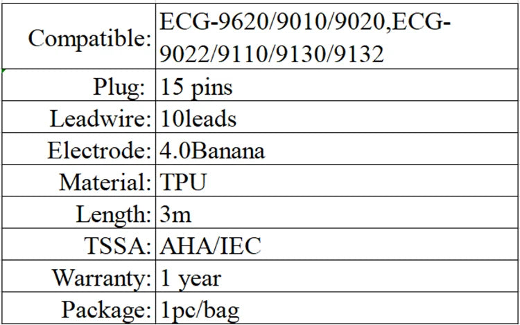 【one set】Compatible Nihon Kohden ECG/EKG DB15 pin 10 lead ekg cable lead wires ECG-9620/9010/9020 ECG-9022/9110/9130/9132