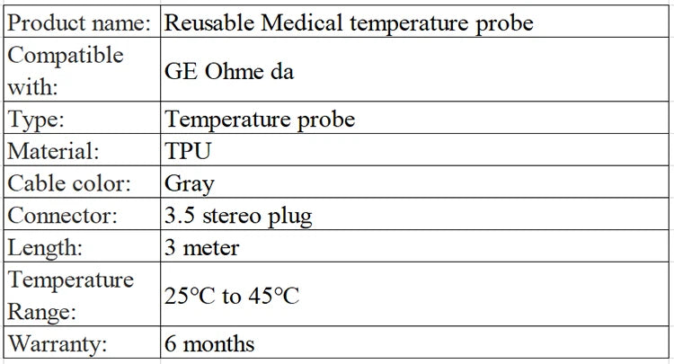 Reusable Medical temperature probe Neonate Skin Medical Temperature sensor 10K resistance Compatible GE Ohmeda 3.5 stereo plug