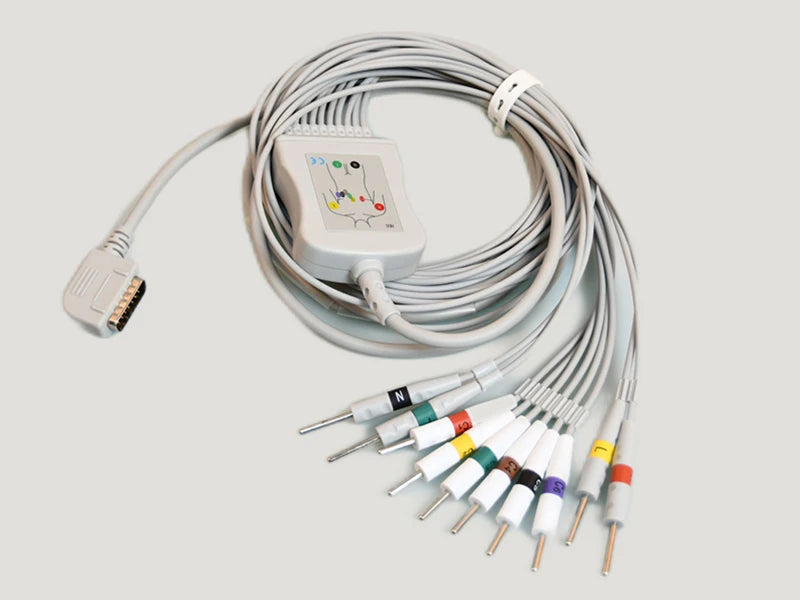 Compatible Kenz Cardioline 302 601 108 110 1203 1205 ECG/EKG cable DB15 pin 10 lead ekg cable lead wires