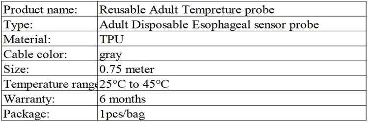 Medical temperature probe Adult Disposable Esophageal sensor probe 3.5 stereo plug