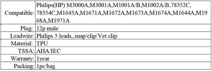 compatible HP M1645A New HPM3000A,M3001A,M1001A/B,M1002A/B,78352C,78354C,AHA/IEC,snap or clip 5-lead ECG EKG leadwires Snap type