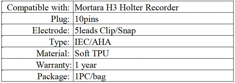 Compatible with Mortara H3+ Holter RecorderTelemetry Leadwire 5 Lead Holter Ecg Cable