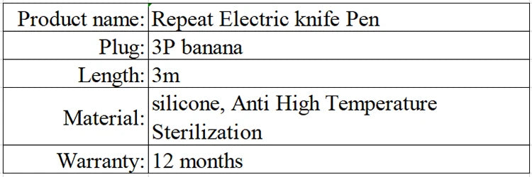 Repeat Electric knife Pen ESU Pencil Silicone Wire High Temperature Resistance 3P Banana Plug