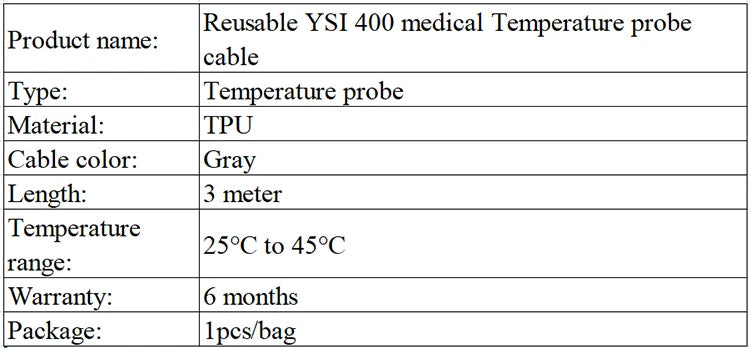 Reusable YSI 400 medical Temperature probe cable