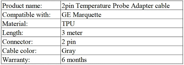 2-контактный адаптер для датчика температуры, совместимый с GE Marquette