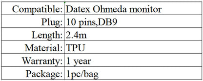 Kompatibles Datex Ohmeda-Monitor 10PIN SpO2-Verlängerungskabel Hauptkabel zu DB9 2,4 m 