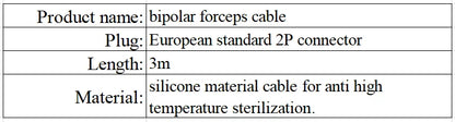 Многоразовый кабель для биполярных щипцов IEC для Erbe, защита от высокотемпературной стерилизации, разъем типа «банан» 4,0 мм для щипцов IEC, 3 м