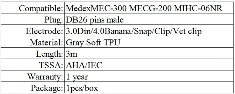 Compatible with Medex 10 lead ECG mobile lead wire 3.0 pin insertion16 lead ecg cable