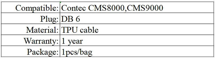 Spo2 Sensor Compatible with Contec CMS8000 6 Pin Reusable Adult Fingertip Clip Sensor