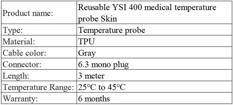 Reusable YSI 400 medical temperature probe Skin