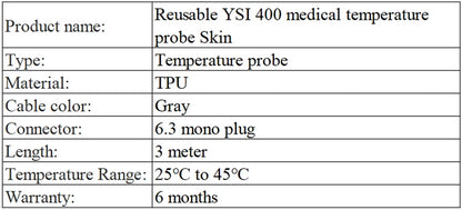 Reusable YSI 400 medical temperature probe Skin