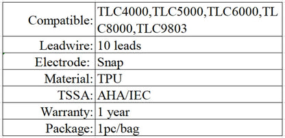 Compatible with CONTEC TLC5000 / TLC6000 Holter Ecg Cable, 10 leads