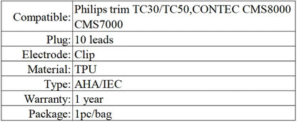 ECG Cable set compatible for Philips CT IEC TC30/TC50,CONTEC CMS8000 CMS7000