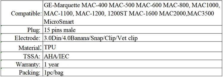 Compatible with GE mac500 800 1100 1200st1600 2000 ECG split cable